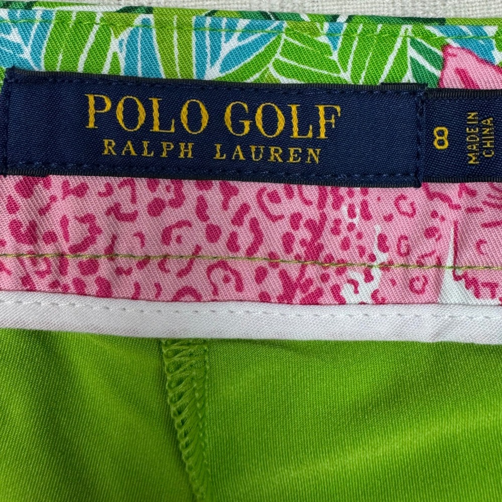 Polo Golf Ralph Lauren Skort Womens 8 Green Pink Tropical Leopard Statement - Picture 4 of 11